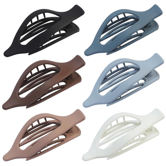 Flat Hair Clip 6 pcs Lay Down Claw Clips Hair Accessories for Women -Brown Blue