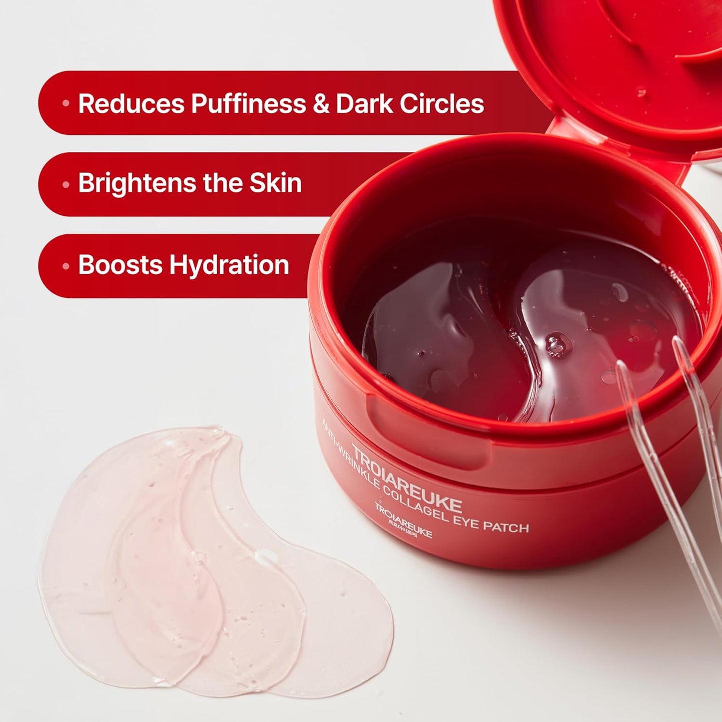 TROIAREUKE Anti-Wrinkle Collagel Eye Patch,Smooths eye,forehead,facial wrinkles,Reduces puffiness & Dark circles,Hydrogel Wrinkle patches,Elastic,adhesive formulation (60Count)