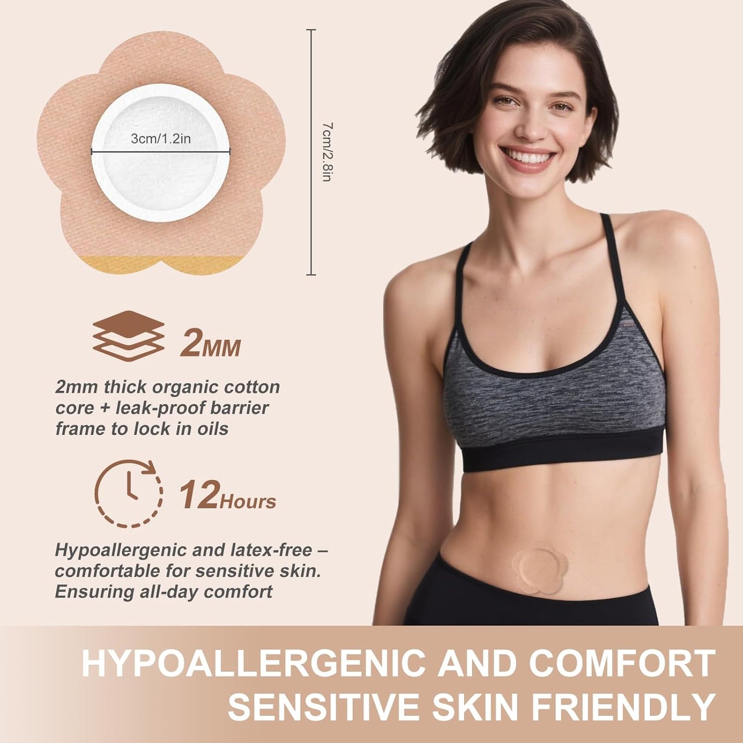 Castor Oil Patches for Belly Button, 100PCS Castor Oil Pack Wraps Organic Cotton Self-Adhesive Castors Oils Pack Anti Leakage Disposable Pads Portable & Breathable No Wash (Oil Not Included)