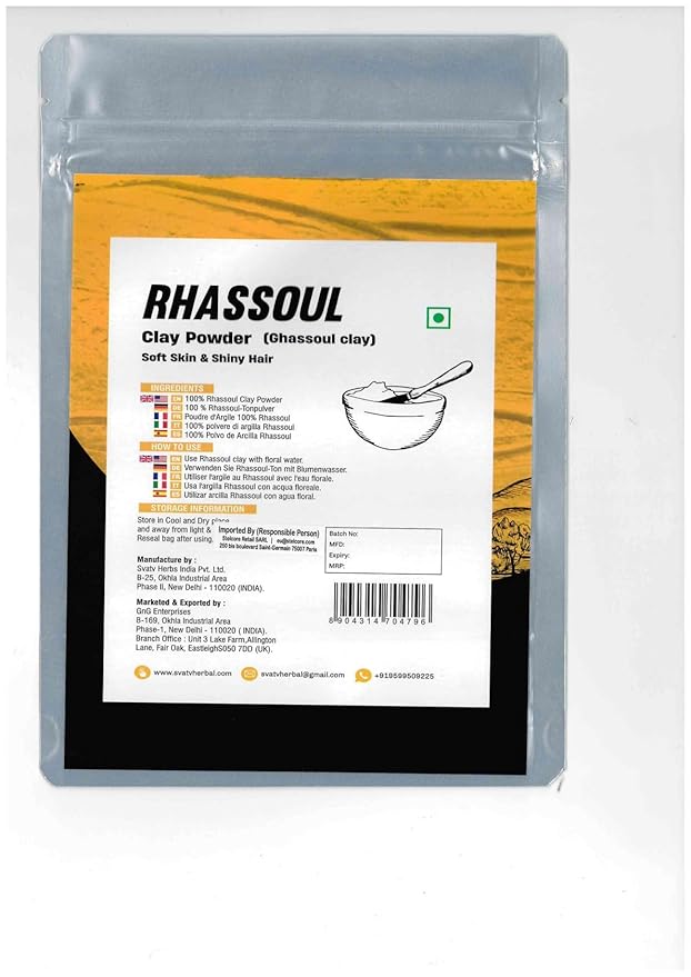 SVATV Rhassoul Clay powder | Ghassoul Clay | Face and Hair | Younger looking skin, Exfoliator - 227g, 8oz, Half Pound