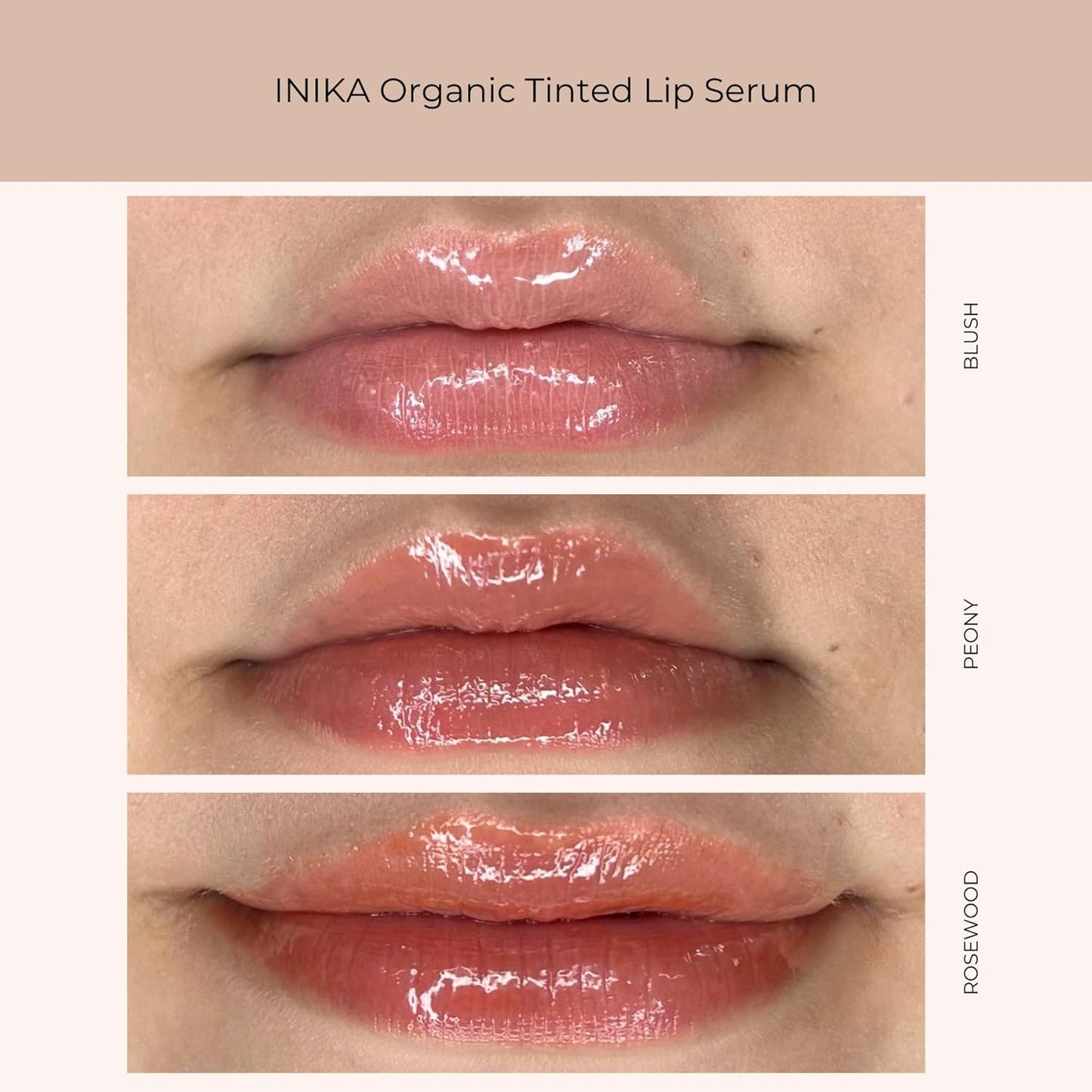 INIKA Organic Tinted Lip Serum | Ceramide + Peptide Infused, Sheer Wash of Color, Plumps, Softens, Smooths, Hydrates + Repairs. Natural & Vegan (Blush)