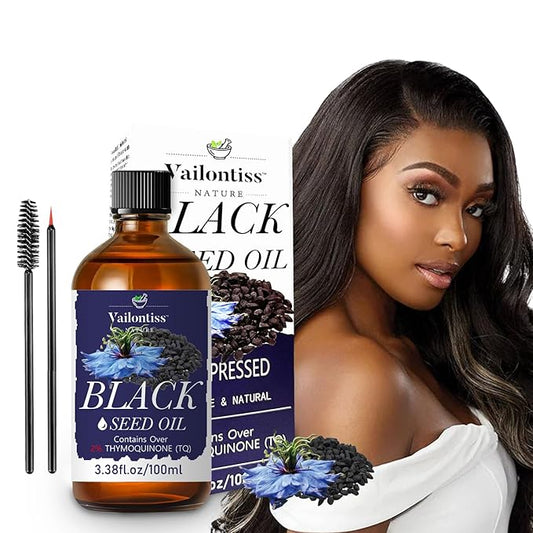 Black Seed Oil - Hair Growth Oil, Carrier Oil for Relaxing Massage and Body Oil, Black Seed Oil for All Hair Types and Skin(Black Seed Oil, 3.4 Fl Oz)