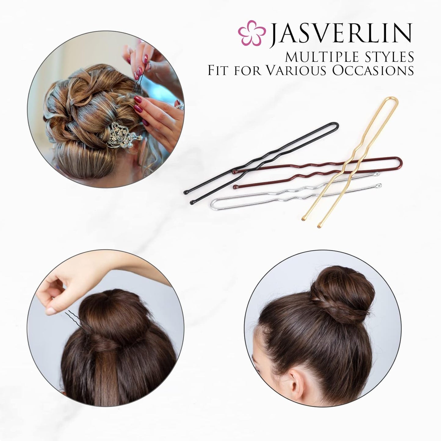 U Shaped Bobby Pins for Thick Bun Hairstyle, Ballet Hairpins for Women Girl Large Bunheads 2.4in 100pcs (Black)