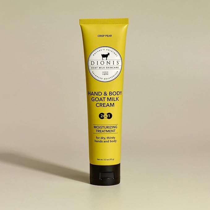 Dionis Goat Milk Skincare Scented Hand & Body Cream - Travel Size Lotion For Hydrating & Moisturizing Dry and Sensitive Skin, Cruelty Free, Paraben Free Made in The USA, Crisp Pear, 3.3 oz