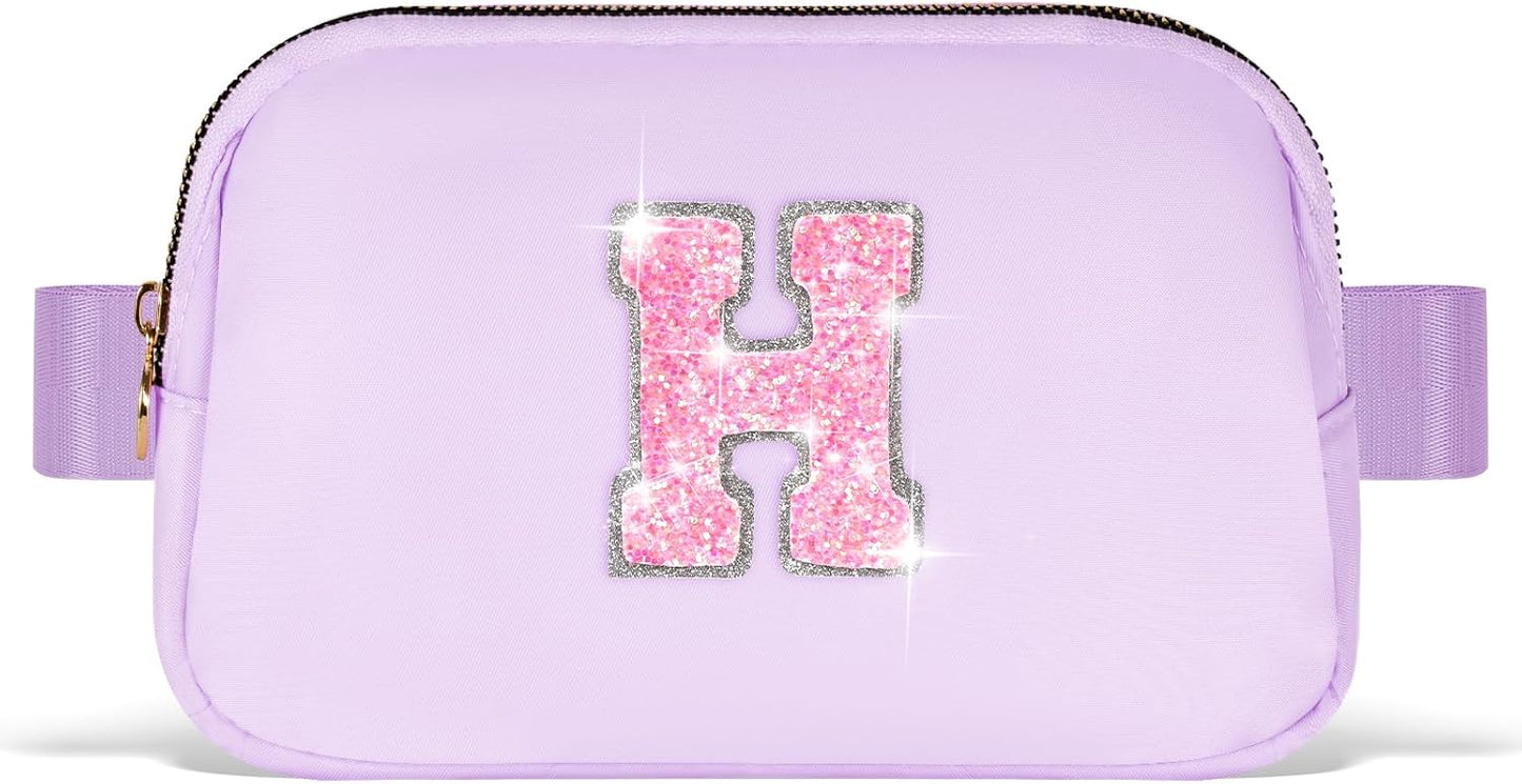 Monogrammed Gifts for Girls Women - Fanny Pack for Kids Teens,Crossbody Bag for Women Trendy Everywhere Belt Bag Monogrammed Crossbody Bag Waist Pack | Lavender,Initial H