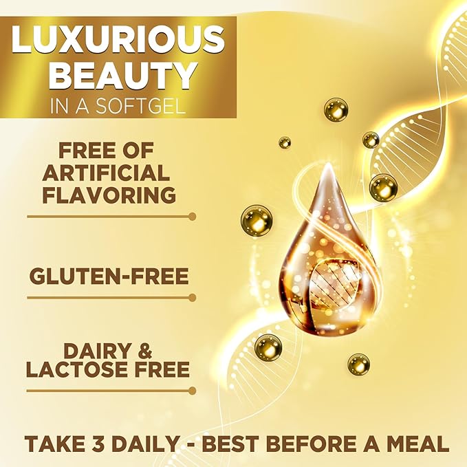 Hair Vitamins Women, Ultra Strength 5000mcg Biotin, Collagen, PABA & More - Womens Hair Growth, Skin, Nails & Keratin Support Supplement, Infused w/ Argan Oil & Hyaluronic Acid, Non-GMO - 120 Softgels