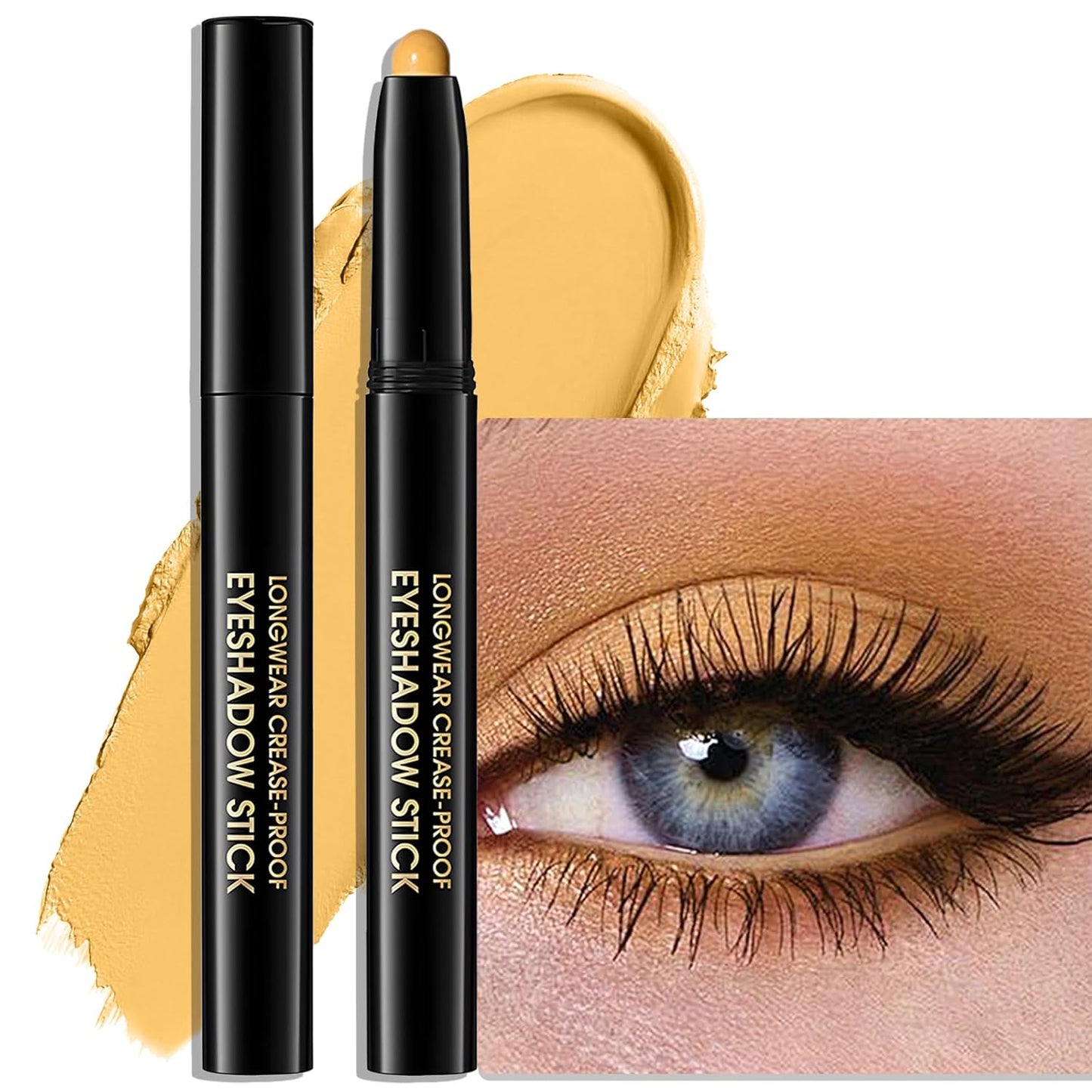 Eyeshadow Stick Matte Eye Shadow Pencil Cream to Powder Eye Brightener Crayon Long-Lasting Crease-Proof Neutral Eyeshadow Buildable Blendable High Pigmented Eye Liner Makeup for Women, 7 YELLOW