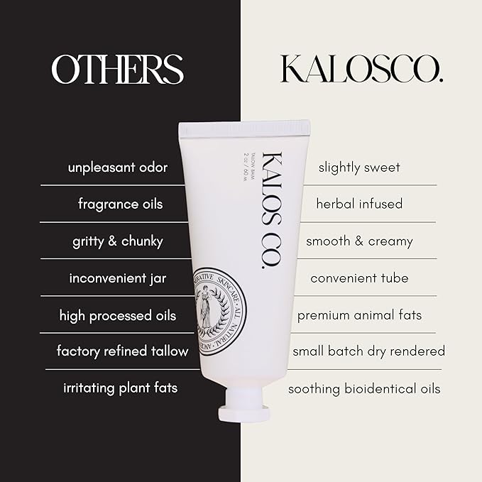 Tallow Balm Tube All-Natural Dry Skin Eczema Relief and Sensitive Skin Care Balm tallow face Moisturizer made with organic tallow organic emu oil herbal salve beef tallow skincare