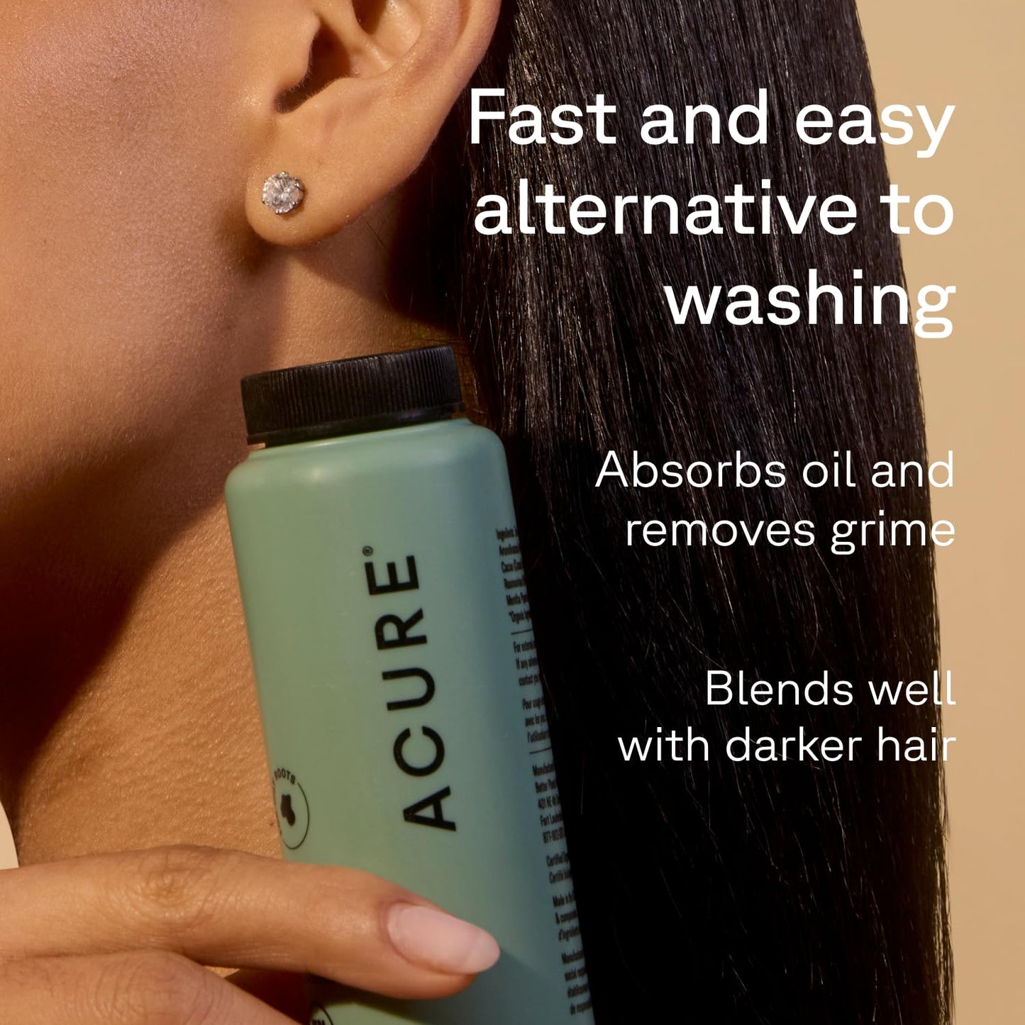 Acure Dry Shampoo - Mini Powder Dry Shampoo for Women with Brunette & Dark Hair, Care to Refresh Treated Color Tinted Hair with Rosemary & Cocoa, Non Aerosol, Clean, 100% Vegan - 1.7 oz Travel Size