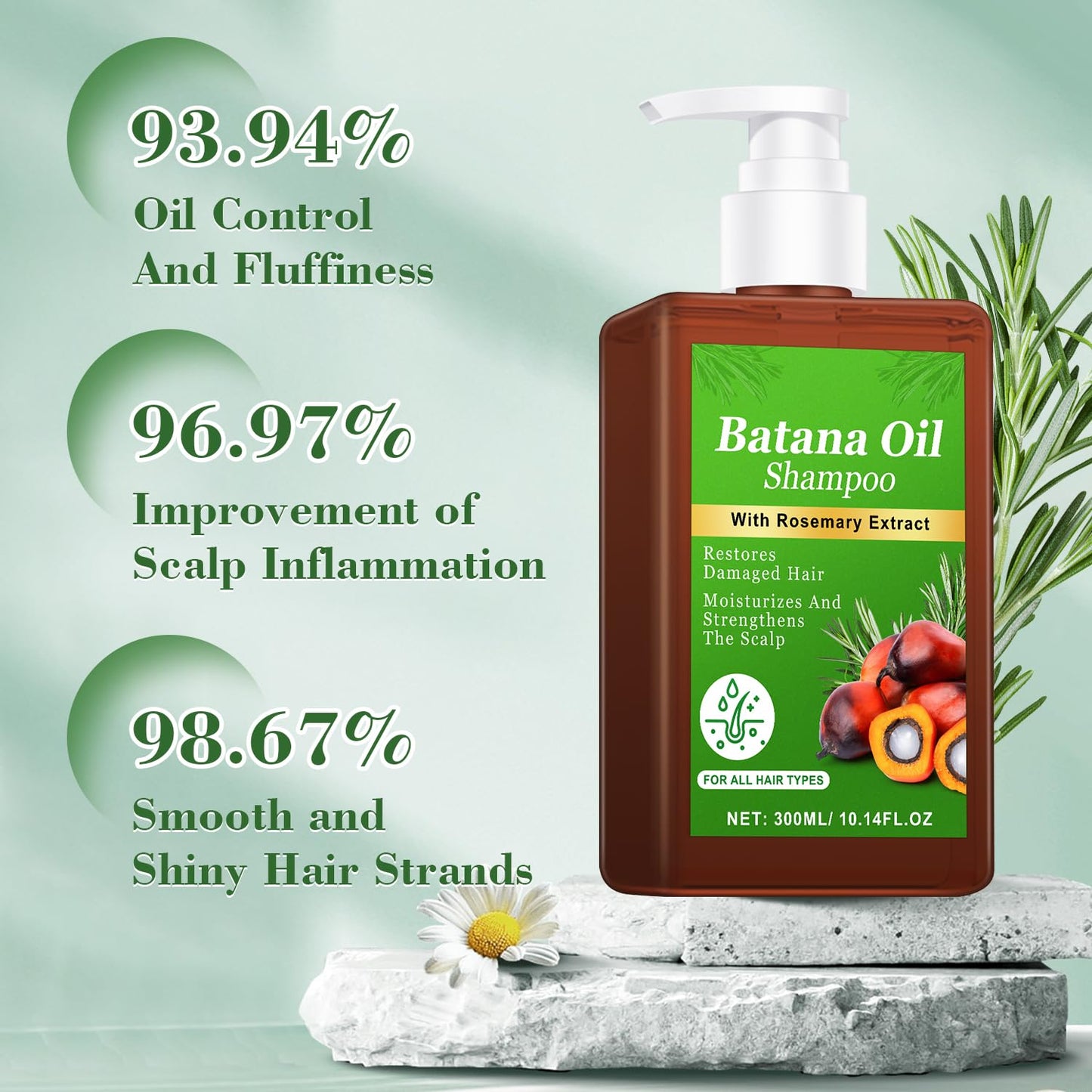 -Promote Hair Growth,Rosemary Shampoo,Nourishes Scalp, Reduces Breakage & Adds Shine,Reduces Hair Loss (Batana Shampoo-(10.1 fl oz))