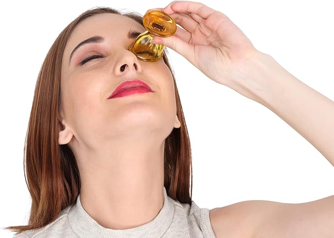 Glass Eye Wash Cup with Engineering Design to Fit Eyes for Effective Cleansing Superior, Smooth Edge,Snug Fit- with Storage Container Soothing Relief from Allergens, Irritants, Makeup, Dust, Dry Eyes