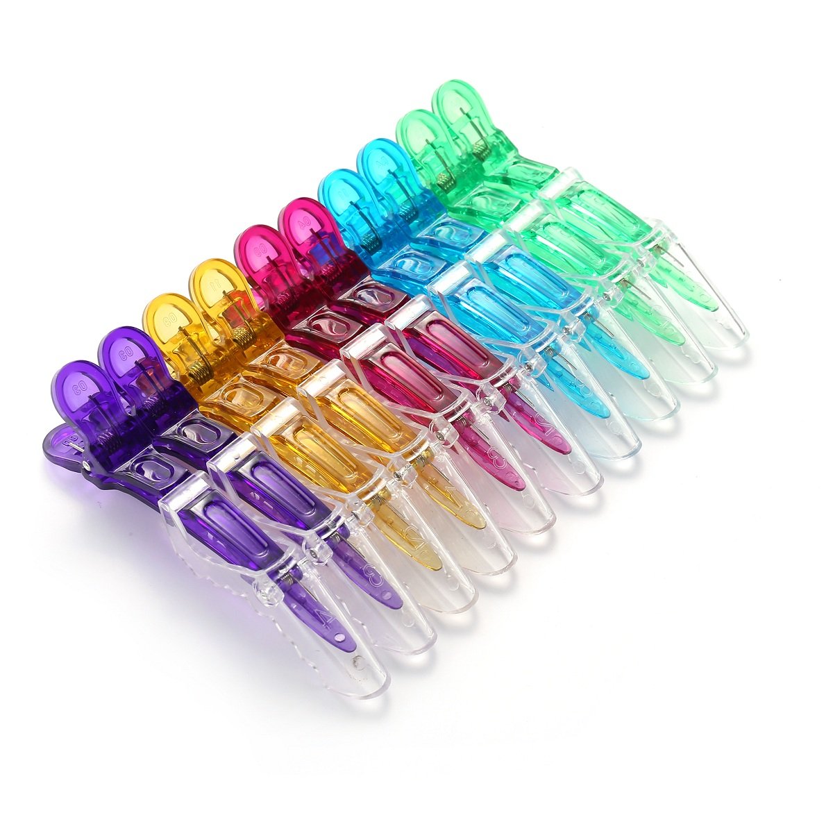 10pcs/set Multicolor Croc Clips Transparent Plastic Hairdresser Clips Hair Styling Sectioning Barrettes Non Slip Alligator Clips Salon DIY Accessories Hairpins for Women and Girls(Multicolor)