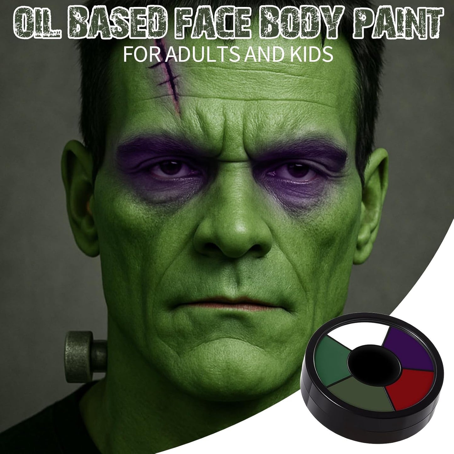 BOBISUKA Face & Body Paint – 6 Colors Cream Washable Face Paint for Beetle-Juice Frankenstein Monster Joker Shrek Costume & Theme – Easy to Blend, High Pigment & Long Lasting