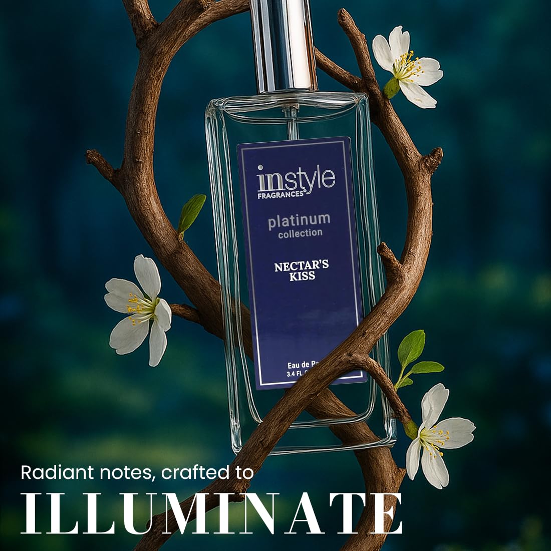 Instyle Fragrances Platinum Collection Nectar’s Kiss, Premium Women’s Eau de Parfum, CLEAN, Vegan, Paraben-Free, Never Tested on Animals, 3.4 Fluid Ounces