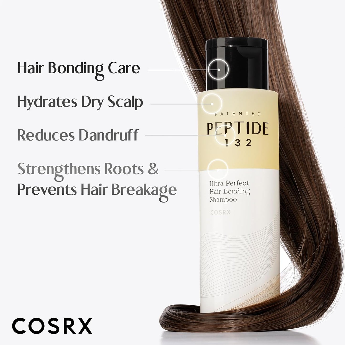 COSRX PEPTIDE 132 Hair Bonding Shampoo - Daily Scalp Treatment for Dandruff, Dry, Itchy or Flaky Scalp - Repairs & Strengthens Damaged Hair, For All Hair Types, Stocking Stuffers – 6.76 fl oz