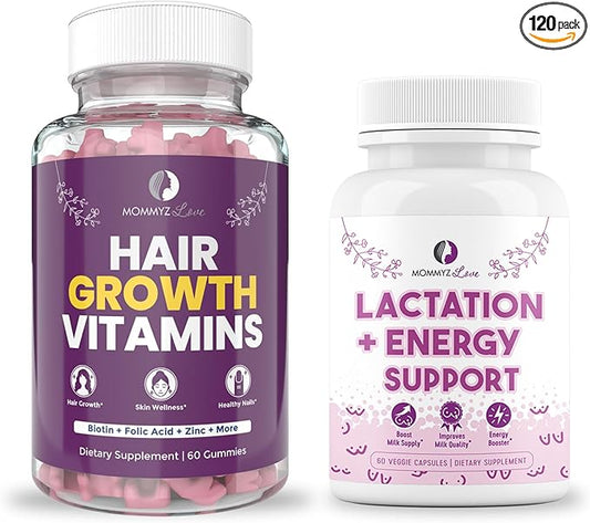 Lactation Supplement with Organic Postnatal Vitamins and Biotin Gummies for Hair Growth, Radiant Skin, Strong Nails, Breast Milk Supply Increase, and Energy Boost for Holistic Postpartum Recovery