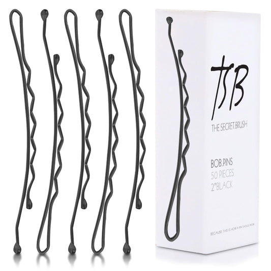 TSB Maha No.4 Black Bob Pins Set of 50 – 2.0 Inch Curved Bobby Pins for a Great Fit – 3X Retention, Secure Grip for Buns, Hair and More