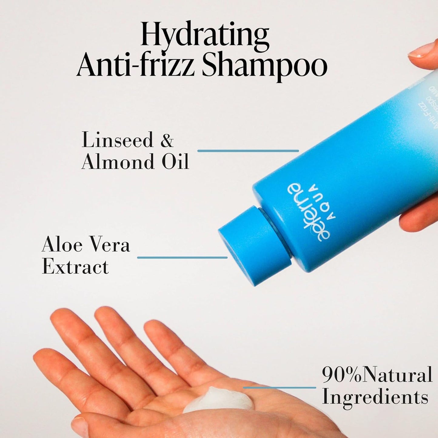 Aeterna AQUA Hydrating Anti-Frizz Shampoo – Color-Safe, Sulfate-Free – With Aloe Vera, Almond & Linseed Oil for Smooth, Strong & Healthy Hair – 250ml