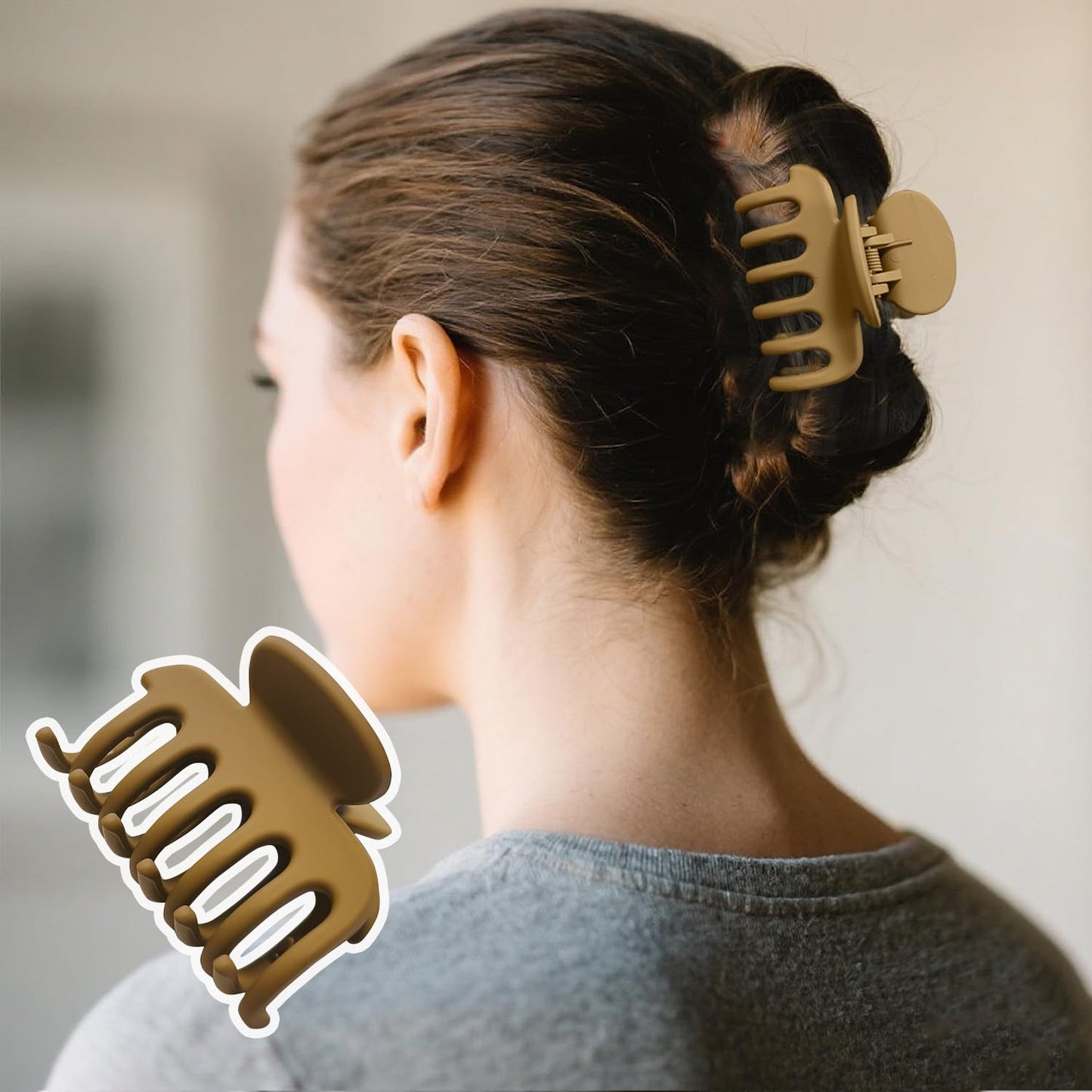 2.7 Inch Matte Hair Claw Clips No Slip Matte Unbreakable Clip for Momen Thin and Medium Thick Hair, 3 Pack