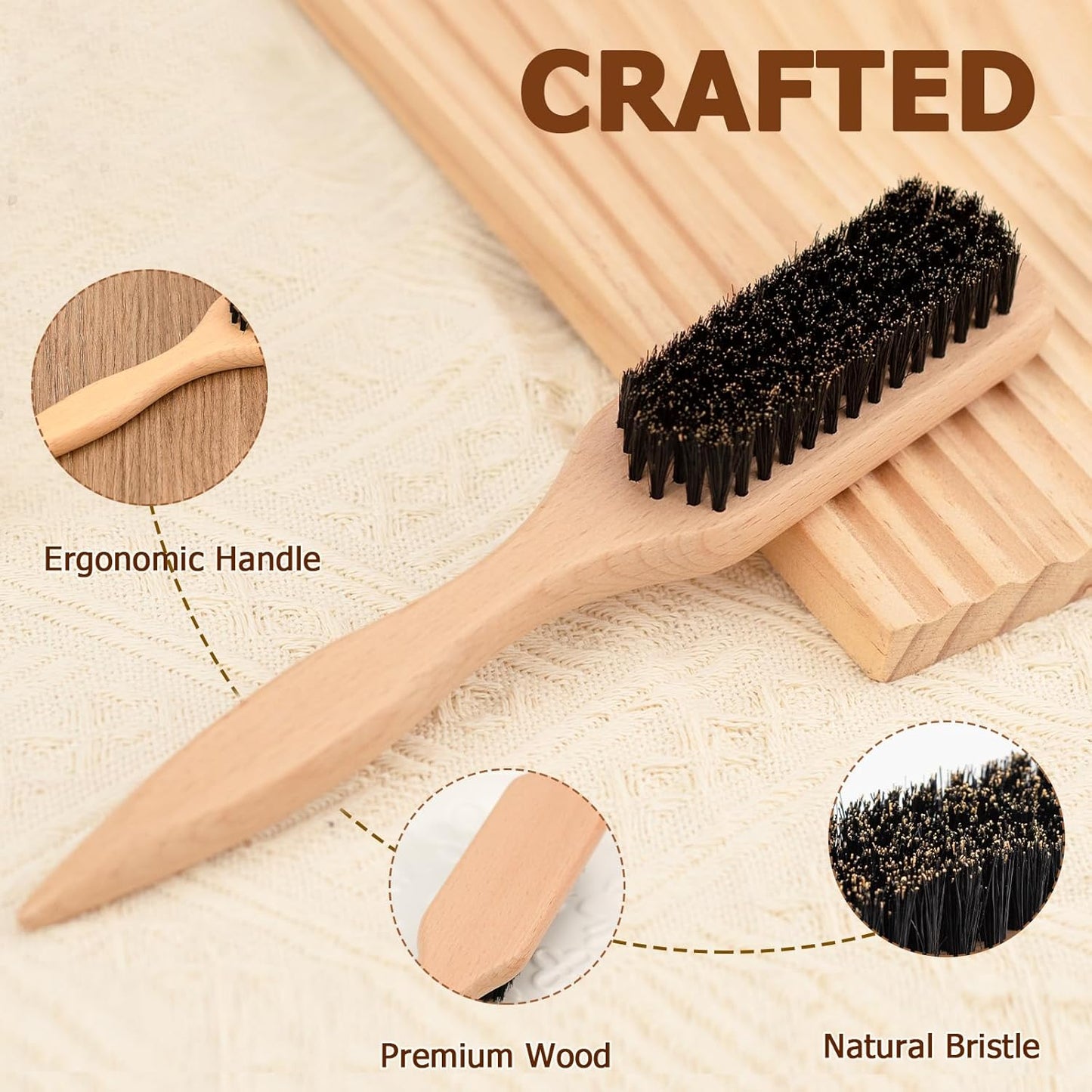 Boar Bristle Slick Back Hair Brush for Men Women Kids – Ideal for Sleek Ponytails, Buns, Smoothing Baby Hairs Flyaways with Edge Control & Volume Creation, Wide Rat Tail for Sectioning & Parting