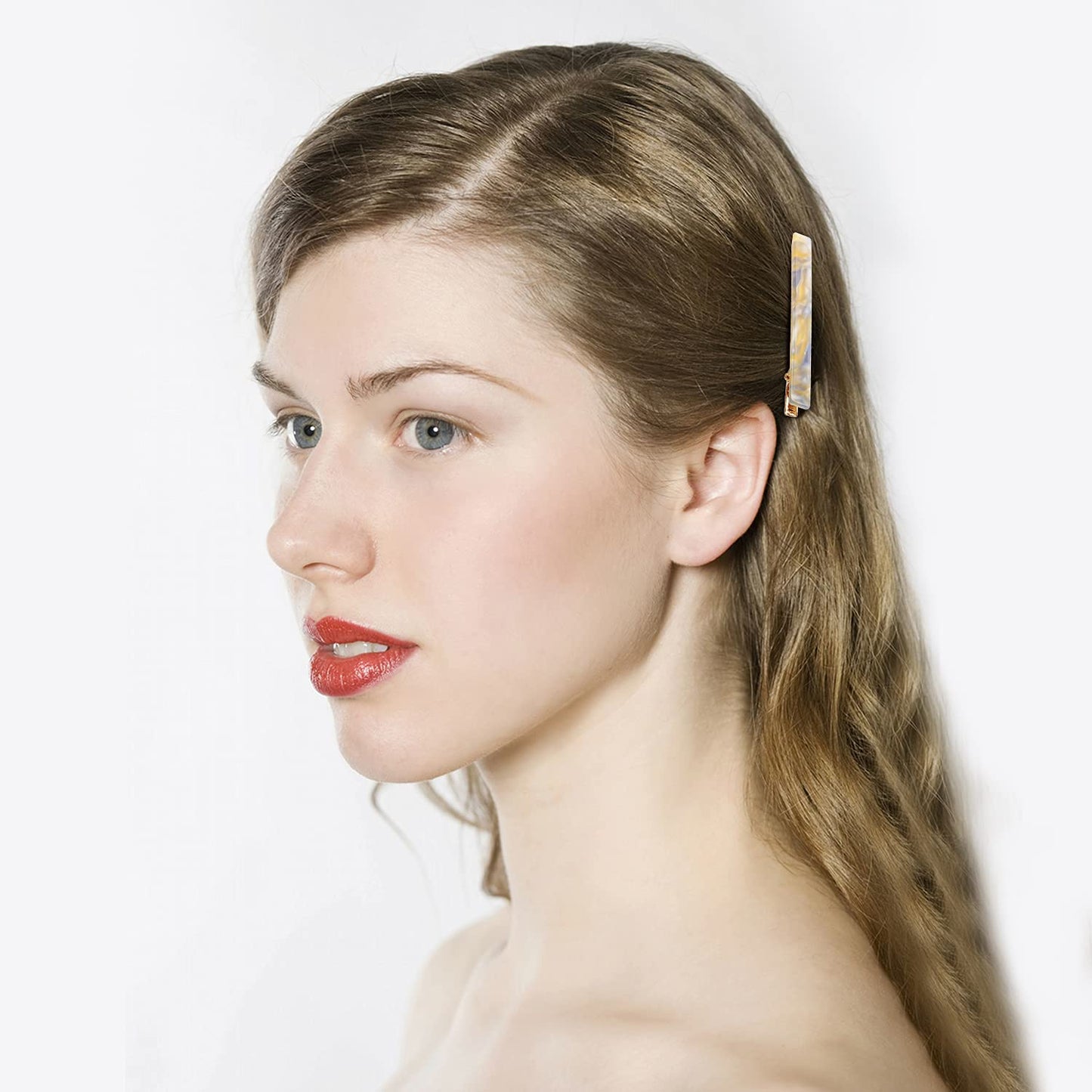 Cobahom 6 Pcs Duckbill Hair Clips Acrylic Resin Hair Clip Metal Duck Teeth Hair Pins Chic Tortoise Shell Hair Barrettes for Thick Hair (3 Coffee Color + 3 Yellow)