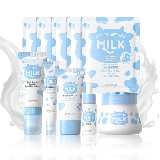 Milk Skincare Sets for Teen Girls,10IN1 Skin Care for Teens 10-12,Milk Skin Care Routine Kit for Women,Girls 10-12,Teen Skin Care Kit,Mother Day Gifts,Moisturizing & Gentle (One Size, Milk StyleB)