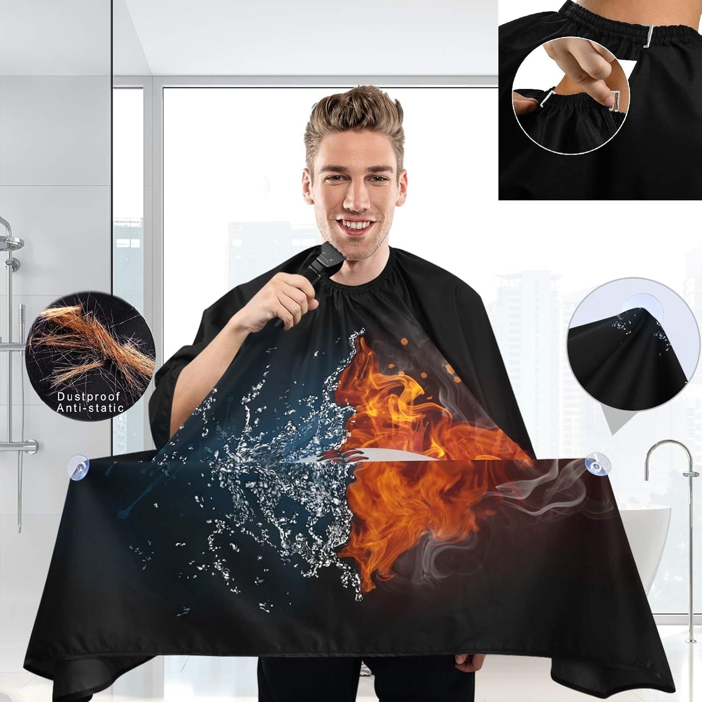 visesunny Professional Barber Cape Polyester Hair Cutting Clippings Catcher Grooming Cape Apron for Shaving Trimming For Men