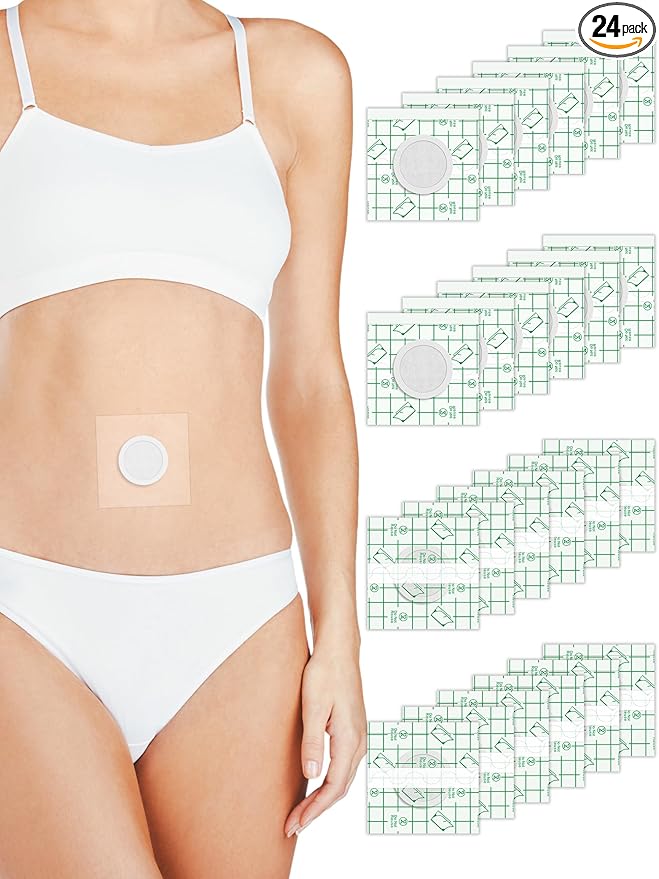 24Pcs Disposable Castor Oil Belly Button Patches PU Film, Self-Adhesive Castor Oil Pack Wraps with Organic Cotton Pad for Belly Button Cover, Water-Resistant, Anti Leakage, 3.1 x 3.1 Inch