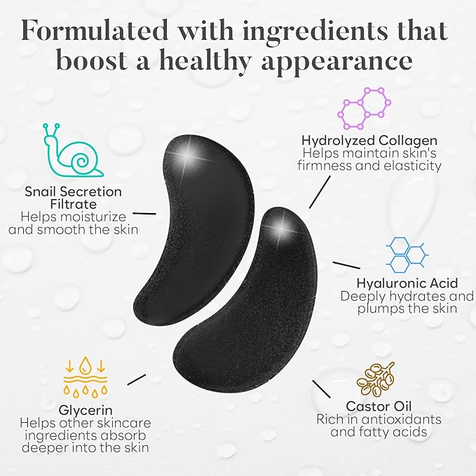 Snail Mucin Under Eye Patches (30 PAIRS), For Puffy Eyes and Dark Circles, Under Eye Mask with Hyaluronic Acid & Hydrolyzed Collagen, Deeply Hydrating Formula, Patch Yeux