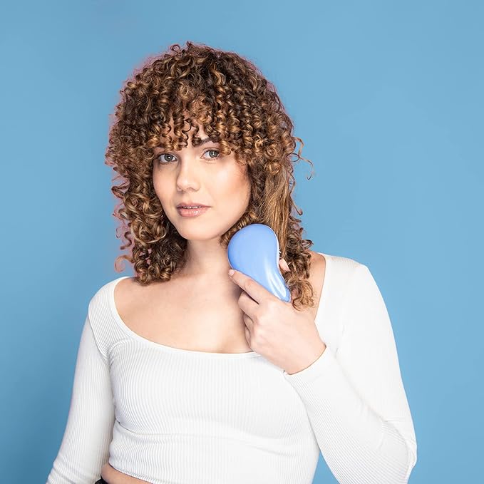 Hand Grip Brush, Gentle Detangling, Detangler Hair Brush for All Hair Types. For use on Wet or Dry Hair (Blue)