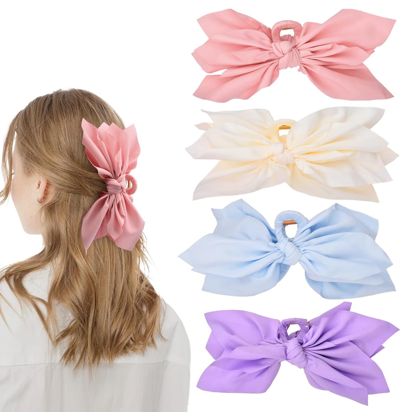 Bow Claw Clips Bow Hair Clips 4PC Big Hair Bows for Women Butterfly Styling Large Hair Clips for Thick Hair for Girls Hair Accessories for Teen