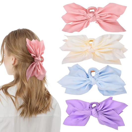 Bow Claw Clips Bow Hair Clips 4PC Big Hair Bows for Women Butterfly Styling Large Hair Clips for Thick Hair for Girls Hair Accessories for Teen
