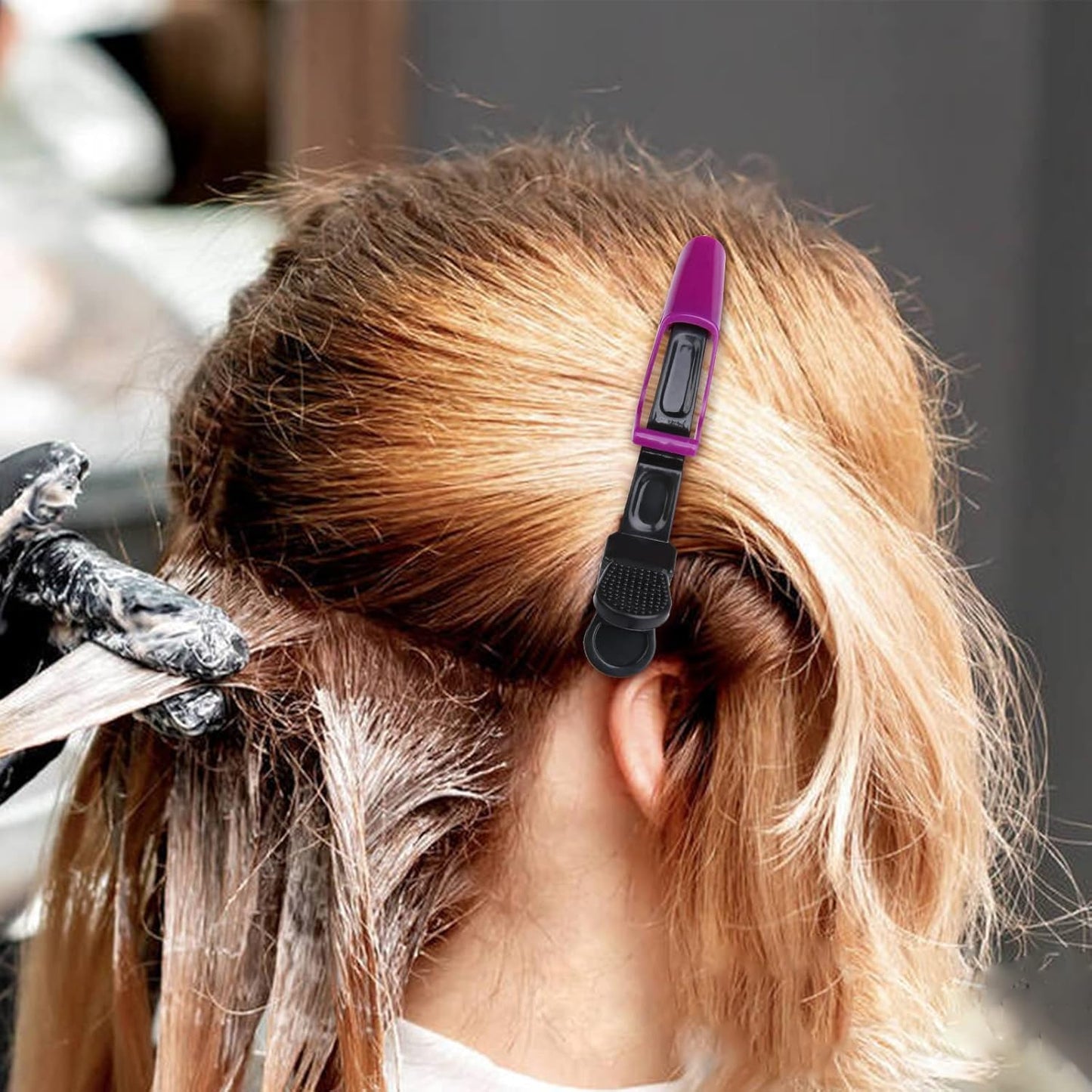 HH&LL Hair Clips for Women – Wide Teeth & Double-Hinged Design – Alligator Styling Sectioning Clips of Professional Hair Salon Quality - 10Pack (Purple)