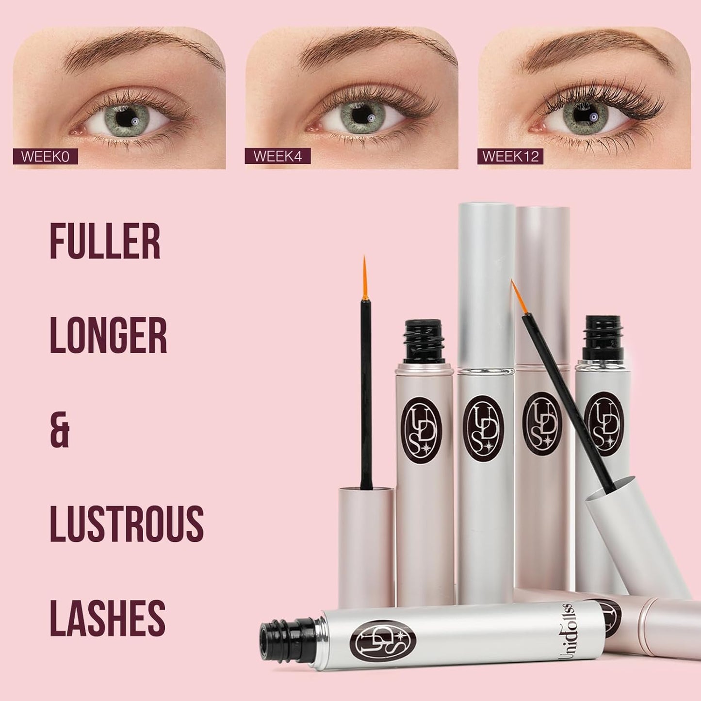 Unidollss Tubing Mascara Volume and Length Black and Lash Serum Set Lengthening Long Lasting All Day,Eyelash Growth Serum for Thicker,Longer Lash and Eyebrow,Tubing Mascara for 30+ Women,Gluten-free