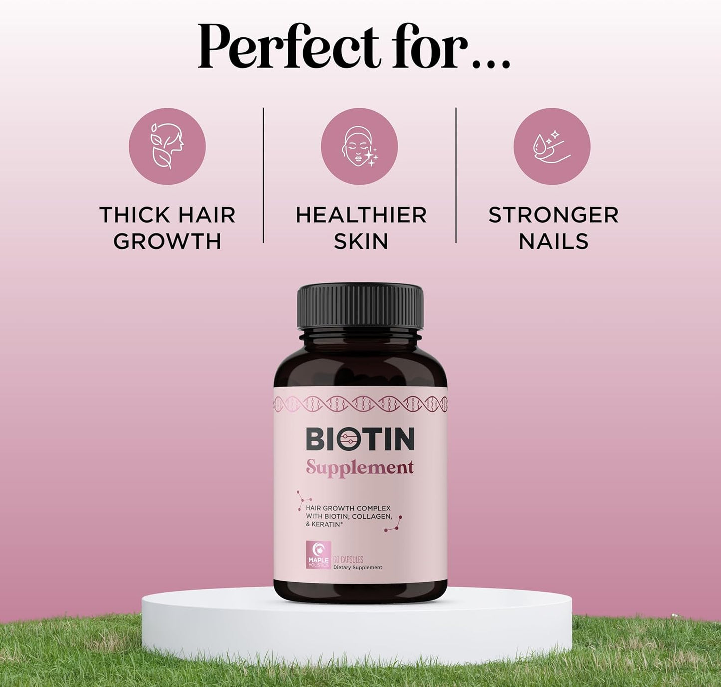 Thicker Hair Growth Vitamins for Women - Extra Strength Biotin and Collagen Supplement with Healthy Hair Vitamins for Hair Loss - Visibly Stronger and Fuller Hair Growth Supplement (1 Month) (Womens)