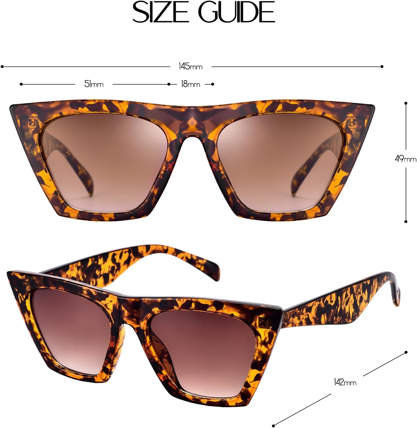 mosanana Square Cat Eye Sunglasses for Women Trendy Retro Cool MS51801
