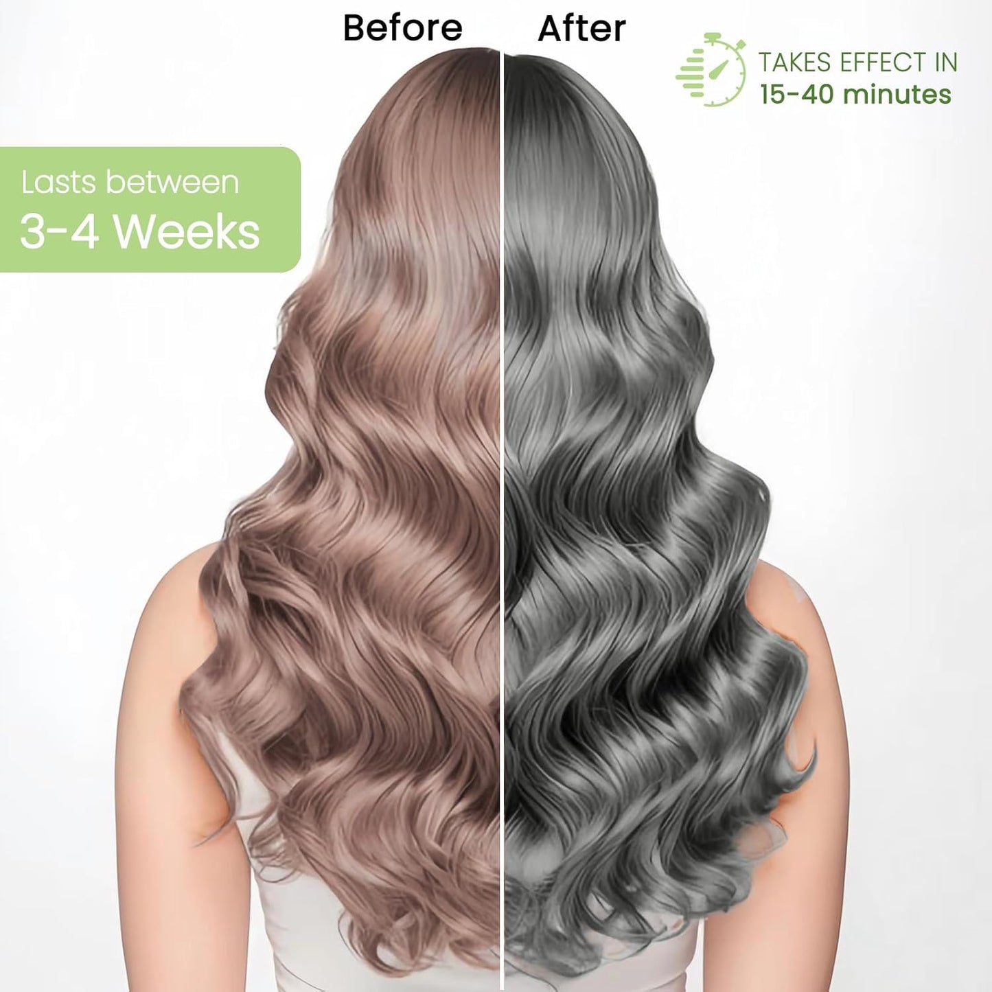 Silver Hair Dye Shampoo 3-in-1, Instant Natural Hair Color Treated Shampoo for Women Men Champu Para Canas Mujer Silver Gray, Lasting 3-4 Weeks & Easy to Use & All Hair Types & Root Touch Up, 500ml