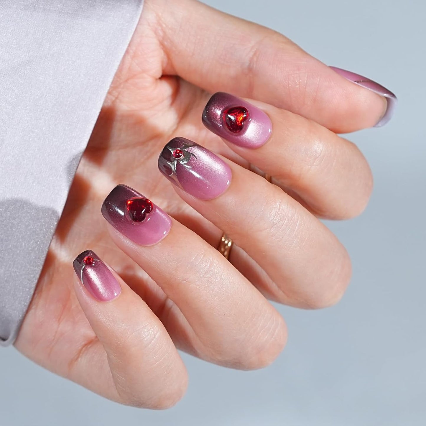 Halloween Press On Nails Short - Moonfang Glow, French Tip Press On Fake Nails Acrylic Square Halloween Nails Press on with Nail Glue, Stick On Vampire Nails in 16 Sizes - 32 PCS Soft Gel Kit