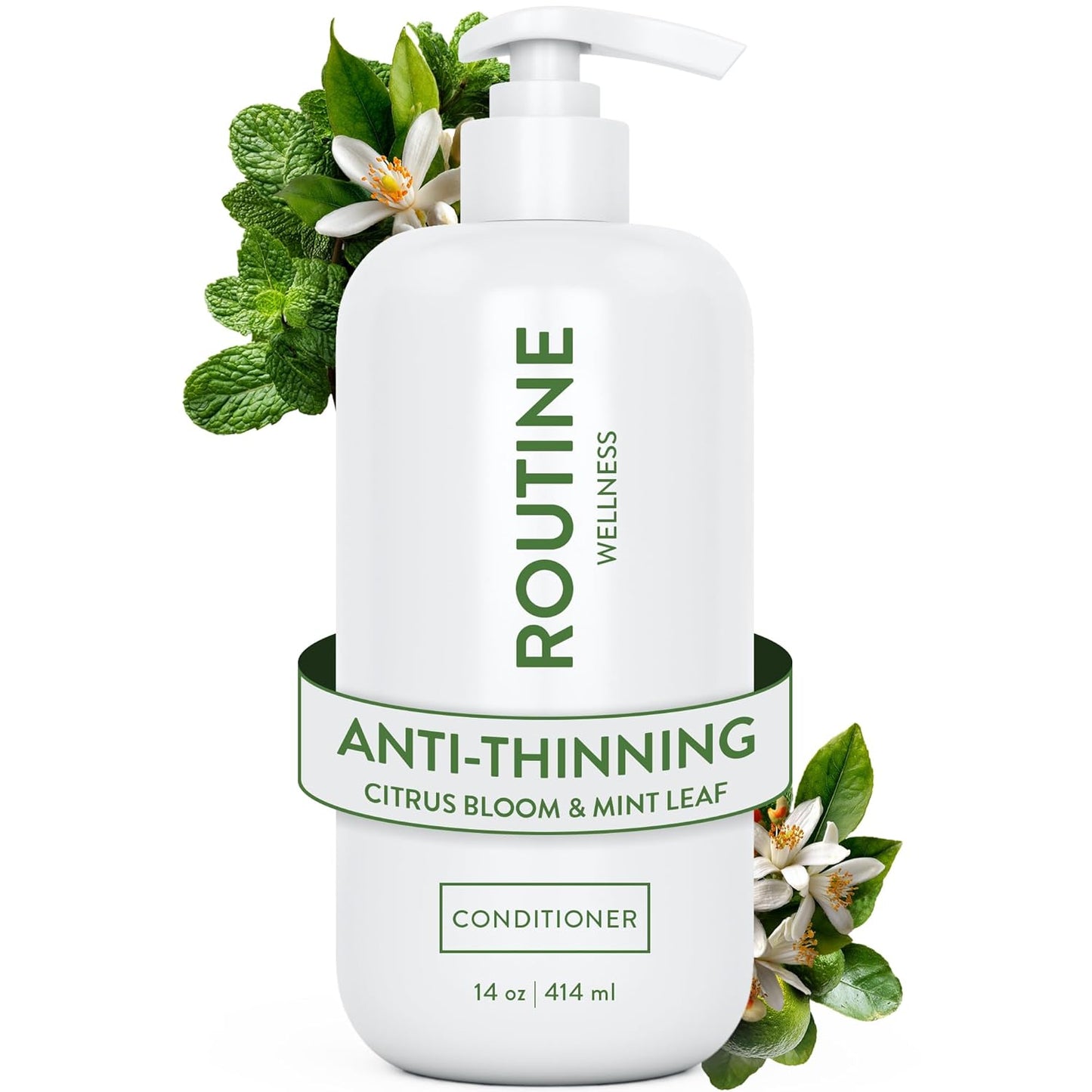 Routine Wellness Anti-Thinning Deep Conditioner for Thinning Hair - DHT Blocker for Hair Loss in Men & Women - Promotes Healthy Hair - Citrus Bloom & Mint Leaf 14oz