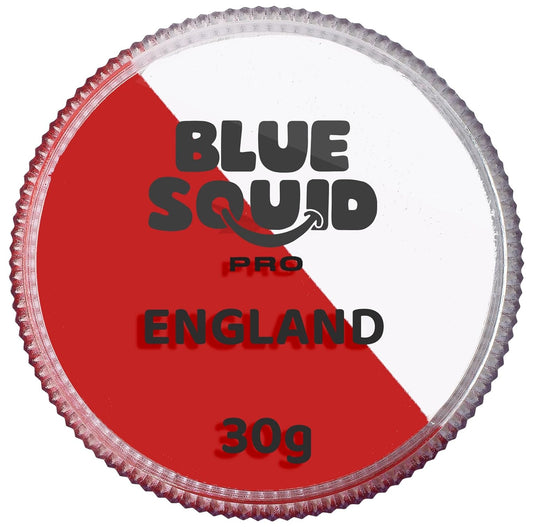Blue Squid Face Paint Water Based Single Cake Professional Face Paint & Body Paint - Water Activated, Kids Adults Face Painting for Costume, Halloween Makeup, Cosplay - Red & White Face Paint 30g