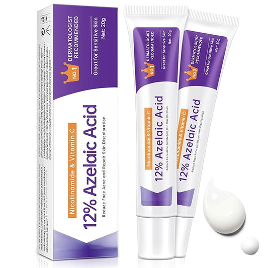 Azelaic Acid 12% Cream For Face, Azelaic Acid Acne Cream For Rosacea Treatment, Redness Relief, 2PCS Azelaic Acid Serum With Salicylic Acid & Niacinamide For Dark Spot, Skin Care.