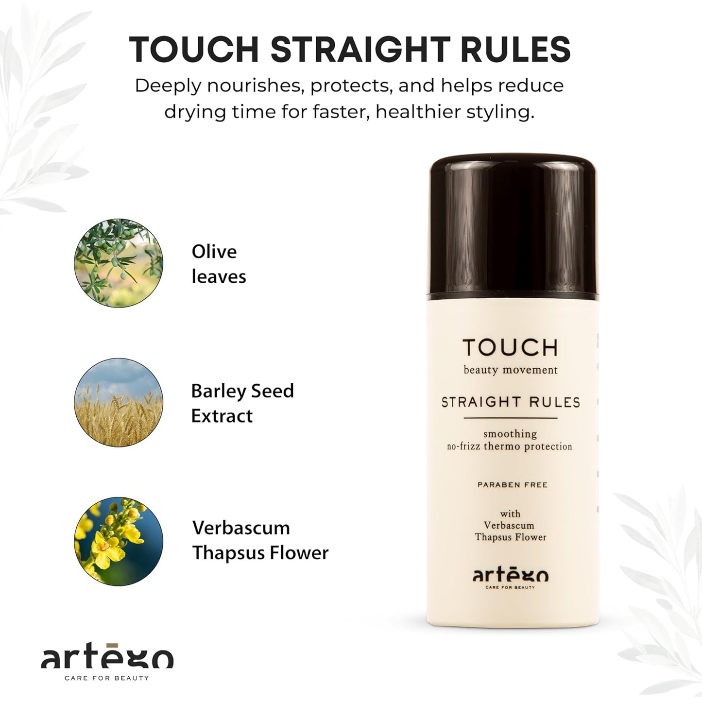 Artègo TOUCH Straight Rules Anti-Frizz Cream (3.4 oz) – Smoothing Leave-In Styling Cream for Sleek, Shiny, Frizz-Free Hair