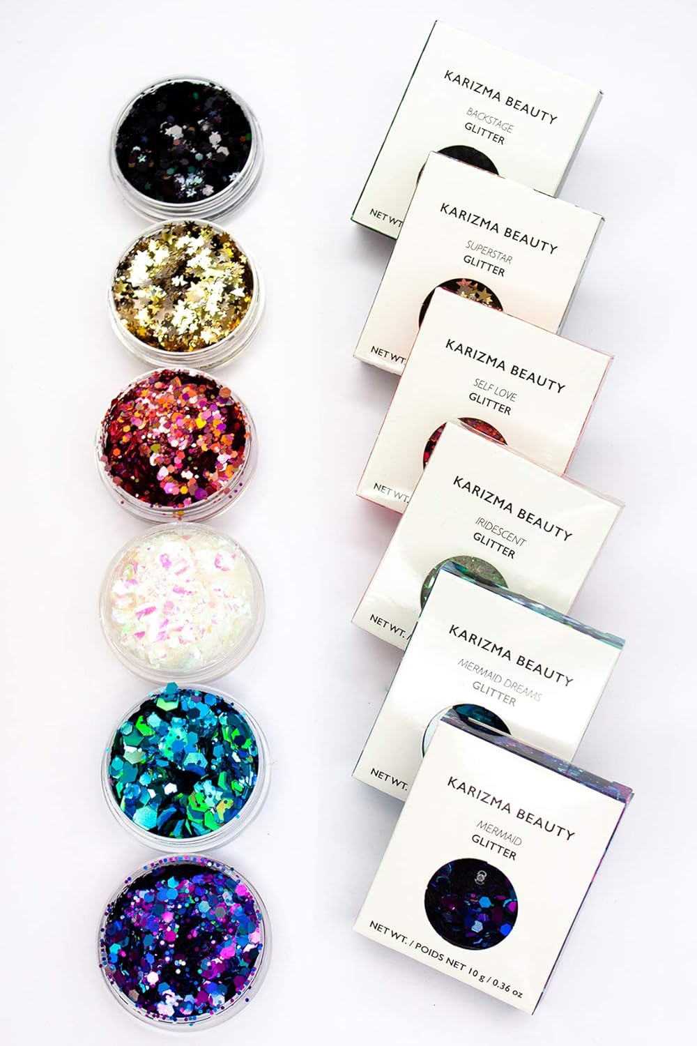 KARIZMA Kiss My Bass! 6X 10g Chunky Face Glitter, Hair, Eye and Body Glitter for Women and Men. Rave Glitter, Festival Accessories and Cosmetic Makeup. Loose Pots