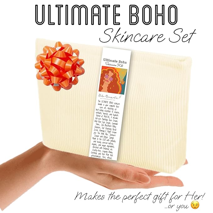 Natural Skincare Gift Set for Women – Hydrating Face Cleanser, Moisturizer & Eye Cream – Clean Beauty Facial Kit with Botanical Ingredients – Perfect Self Care or Birthday Gift by Boho Aromatic