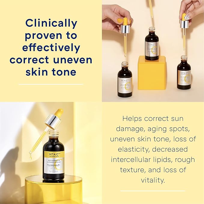 MISSHA Vita C Plus Spot Correcting & Firming Ampoule, Vitamin C Serum, Korean Serum for Face, Korean Skin Care For Aging Dull skin, Dark spots, 1.01 Fl oz/30ml