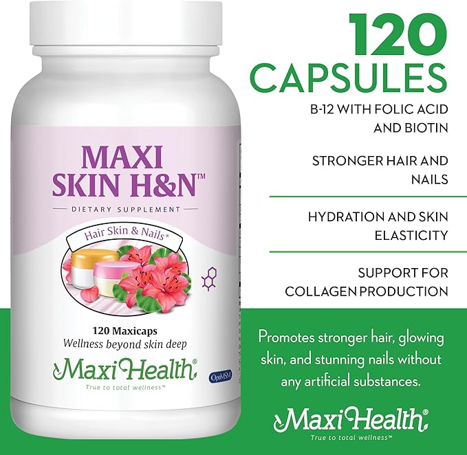 Hair Skin and Nails Vitamins for Women and Men with Hyaluronic Acid, Biotin, Vitamin A, Probiotics - Hair Vitamins for Hair Loss - Hair Growth Vitamins Supplement to Support Body Collagen, 60 Capsules