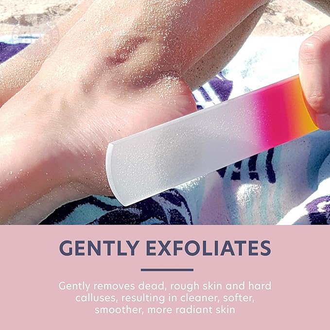 Bona Fide Beauty Czech Glass Foot File with Sleeve. Foot Callus Remover Made in The EU (Sunset Color)