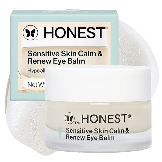 Honest Beauty Sensitive Skin Calm + Renew Eye Balm | Moisturizing + Firming | Hypoallergenic, Fragrance Free, Vegan | 0.5 oz