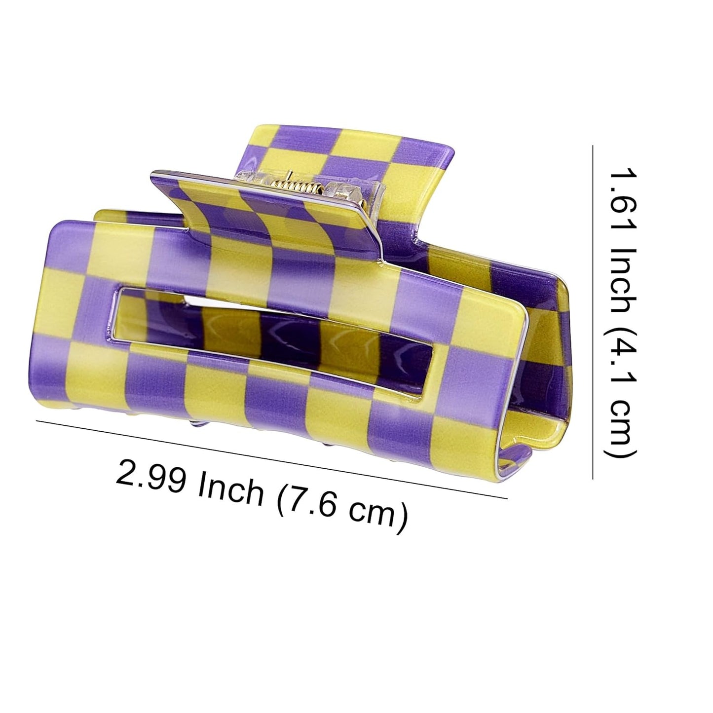 SINIDE Checkered Hair Claw Clips, Rectangle Bright Multicolored Square Checker Barrettes for Women Ladies Medium Non Slip Jaw Clip Acrylic Claw Clamps Accessories for Thin Thick Hair (4 Pack)