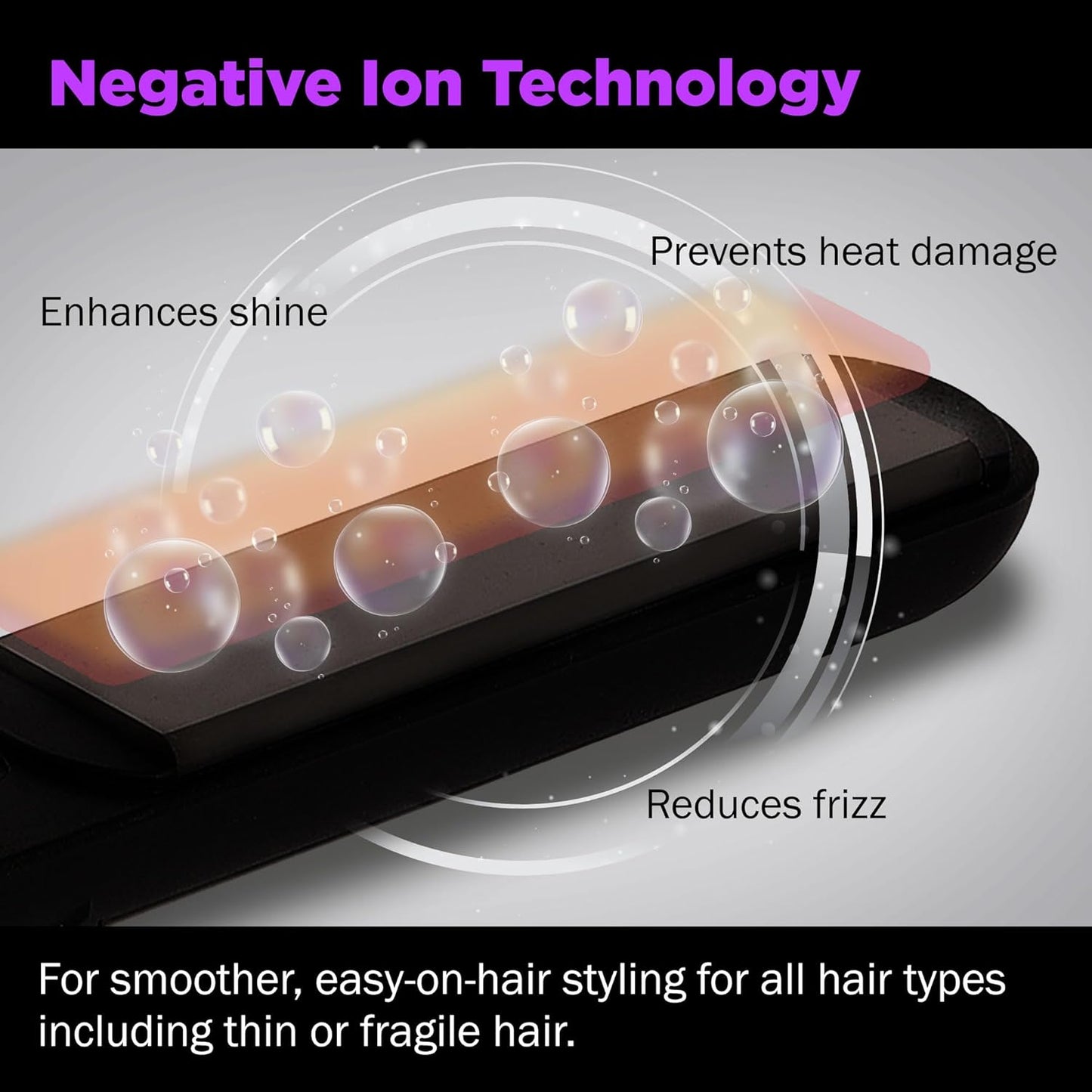 HerStyler Forever Straightening Flat Iron - Travel Friendly Dual Voltage Flat Iron 1.25 inch - Ceramic Hair Straightener for Silken Hair - Negative Ion Technology to Fight Frizz